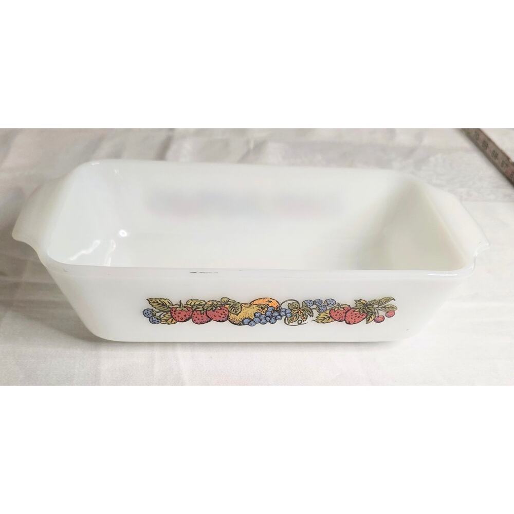 Vintage Anchor Hocking Fire King Casserole Dish Nature's Bounty 1 Qt. Rectangle